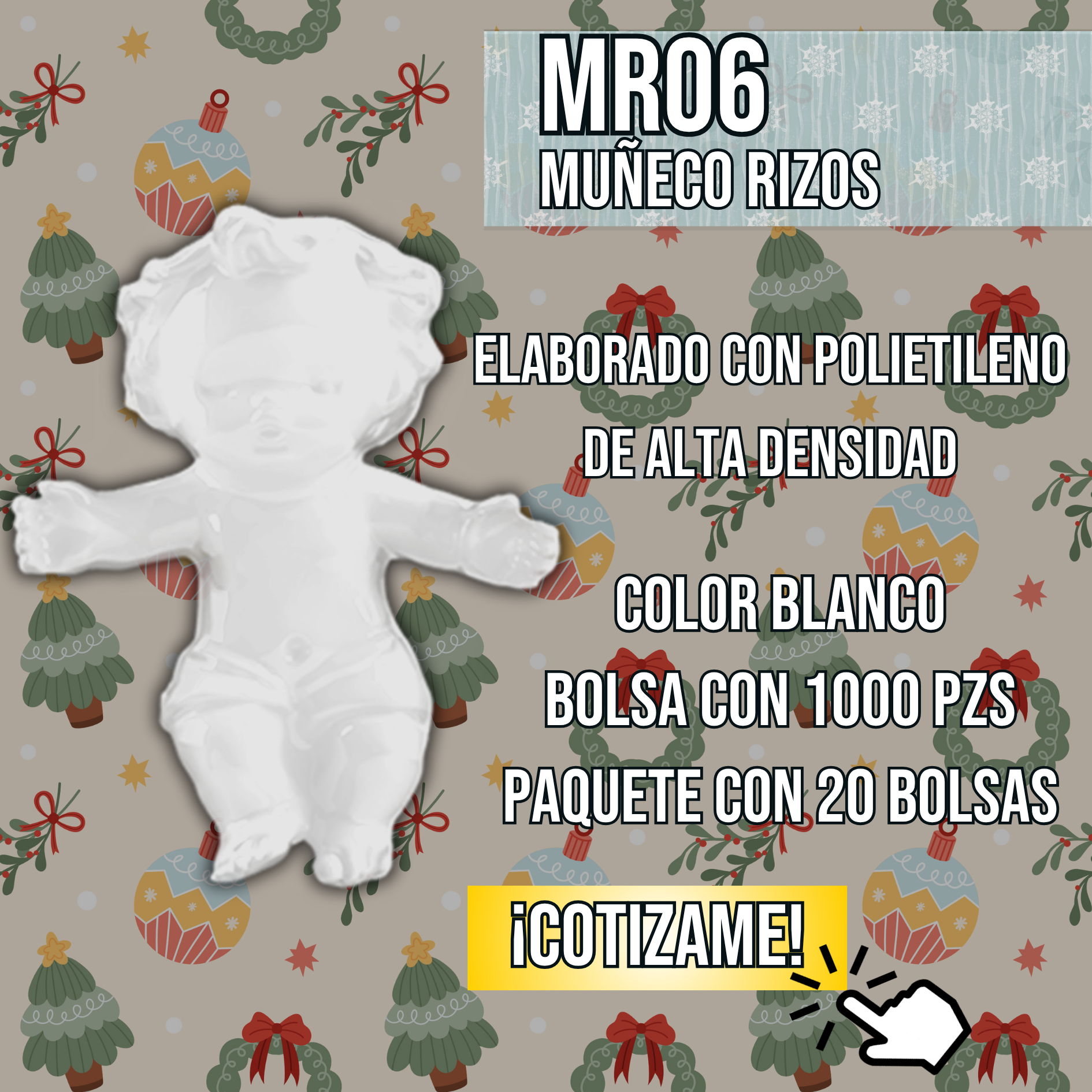 Muñeco Rizos para Rosca de Reyes