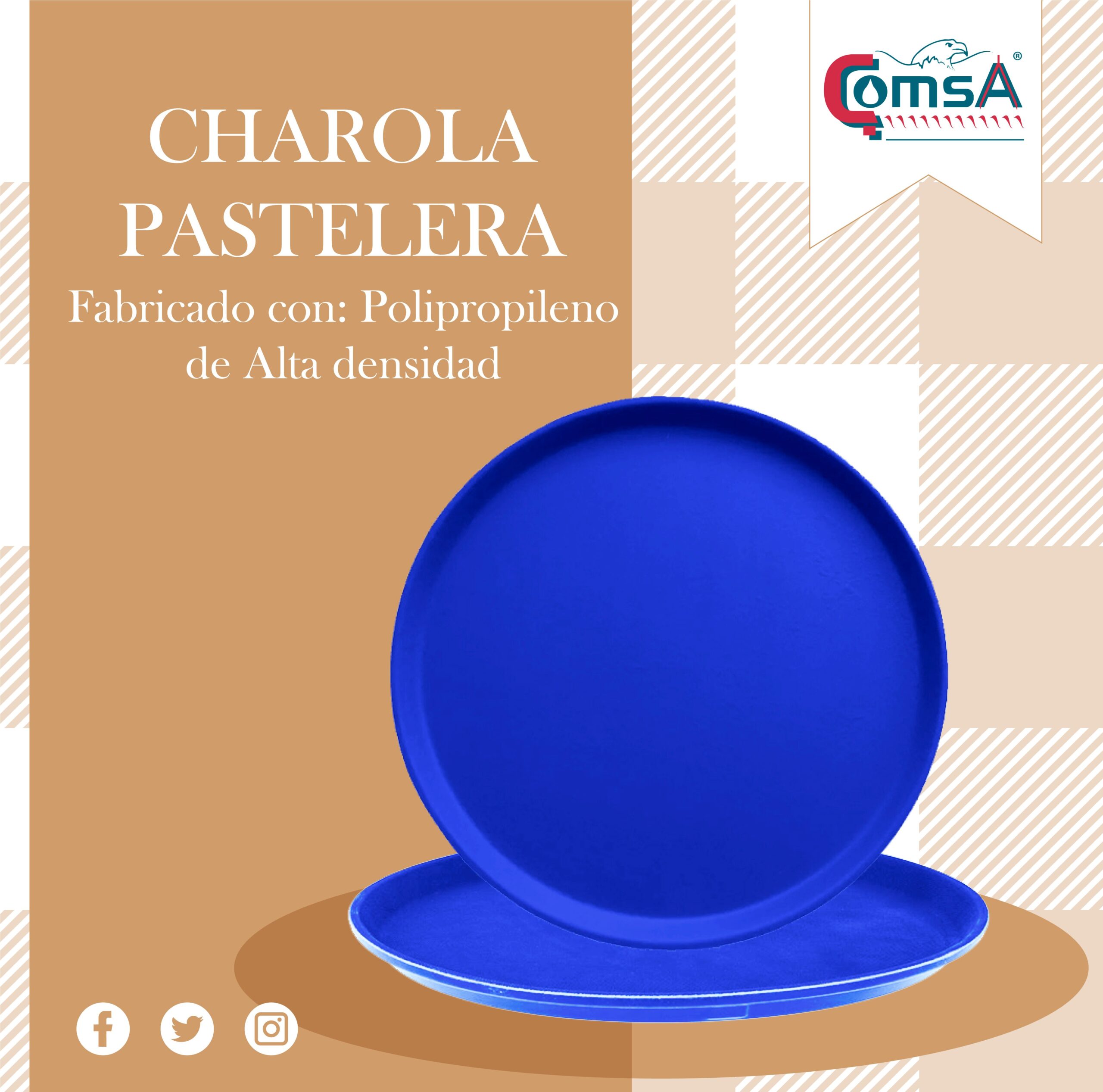 Charola pastelera azul