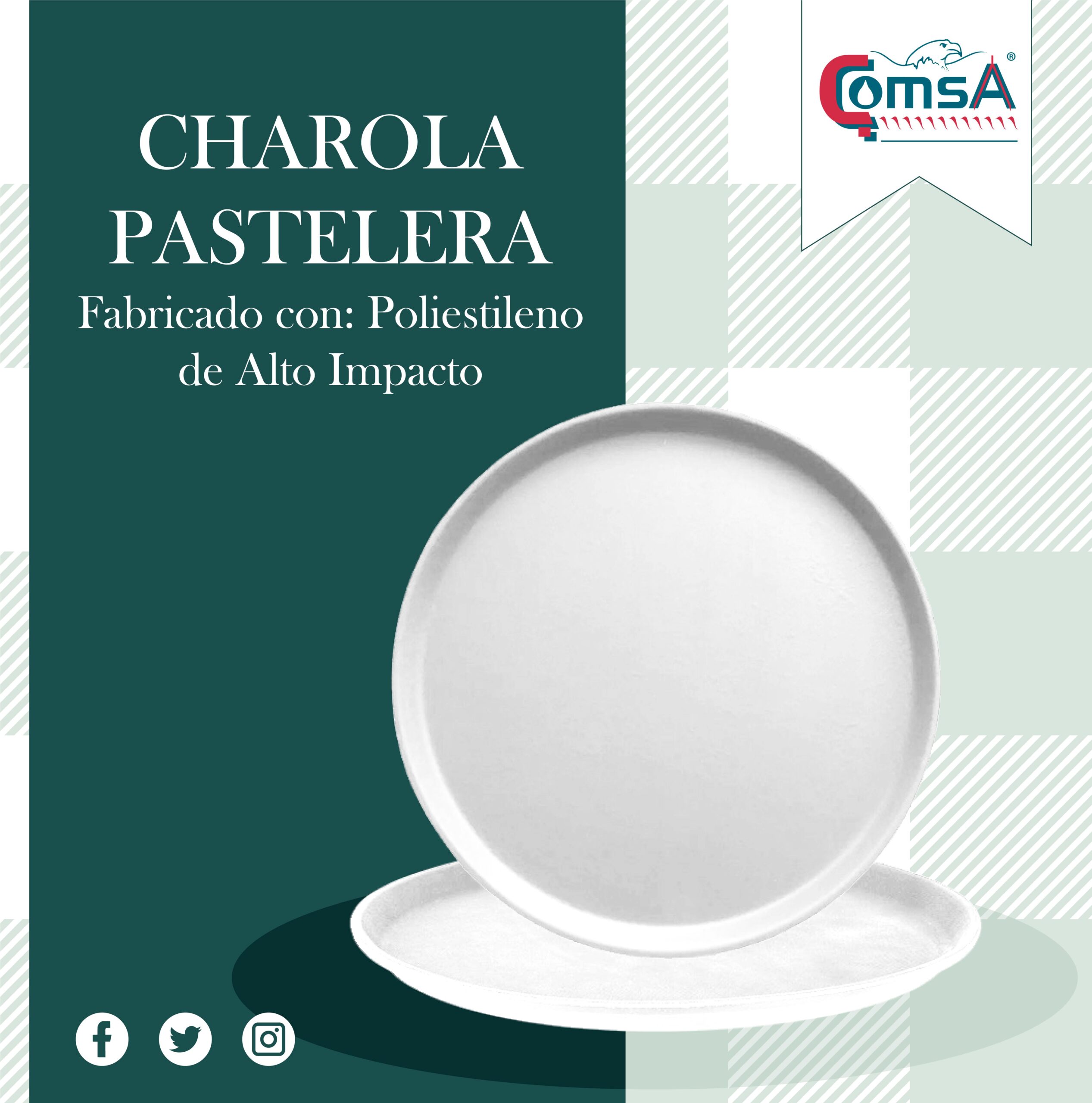Charola pastelera blanca