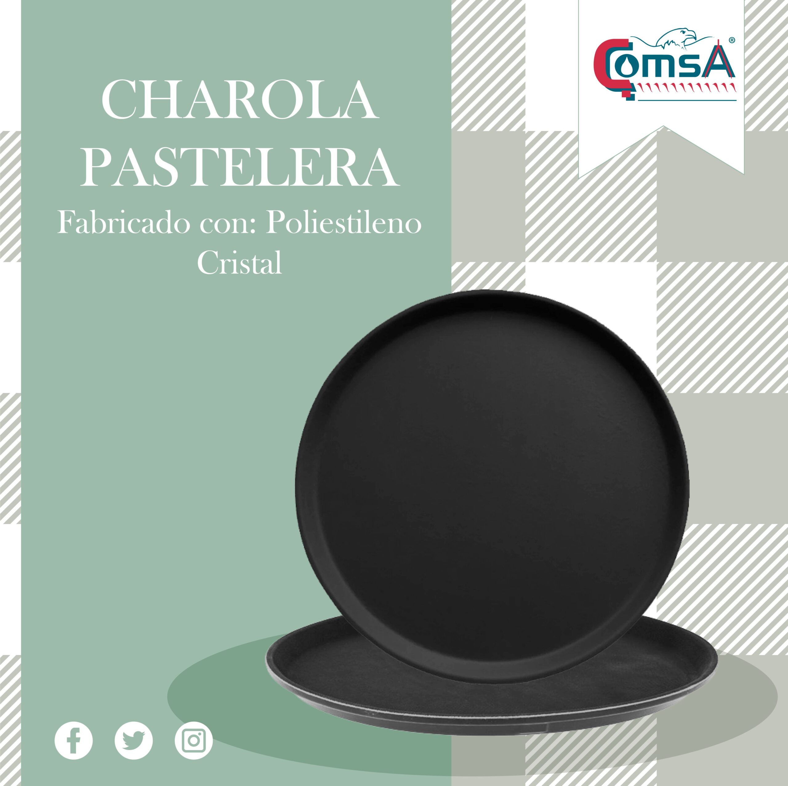 Charola pastelera negra